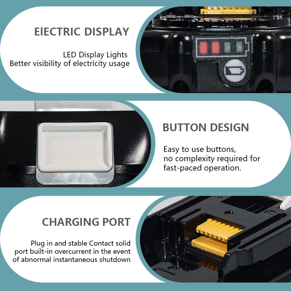 Compatible with Makita BL1815N BTD140 for replacement of 8V 3.0Ah Li-ion battery and charger, Model 1, Image 5