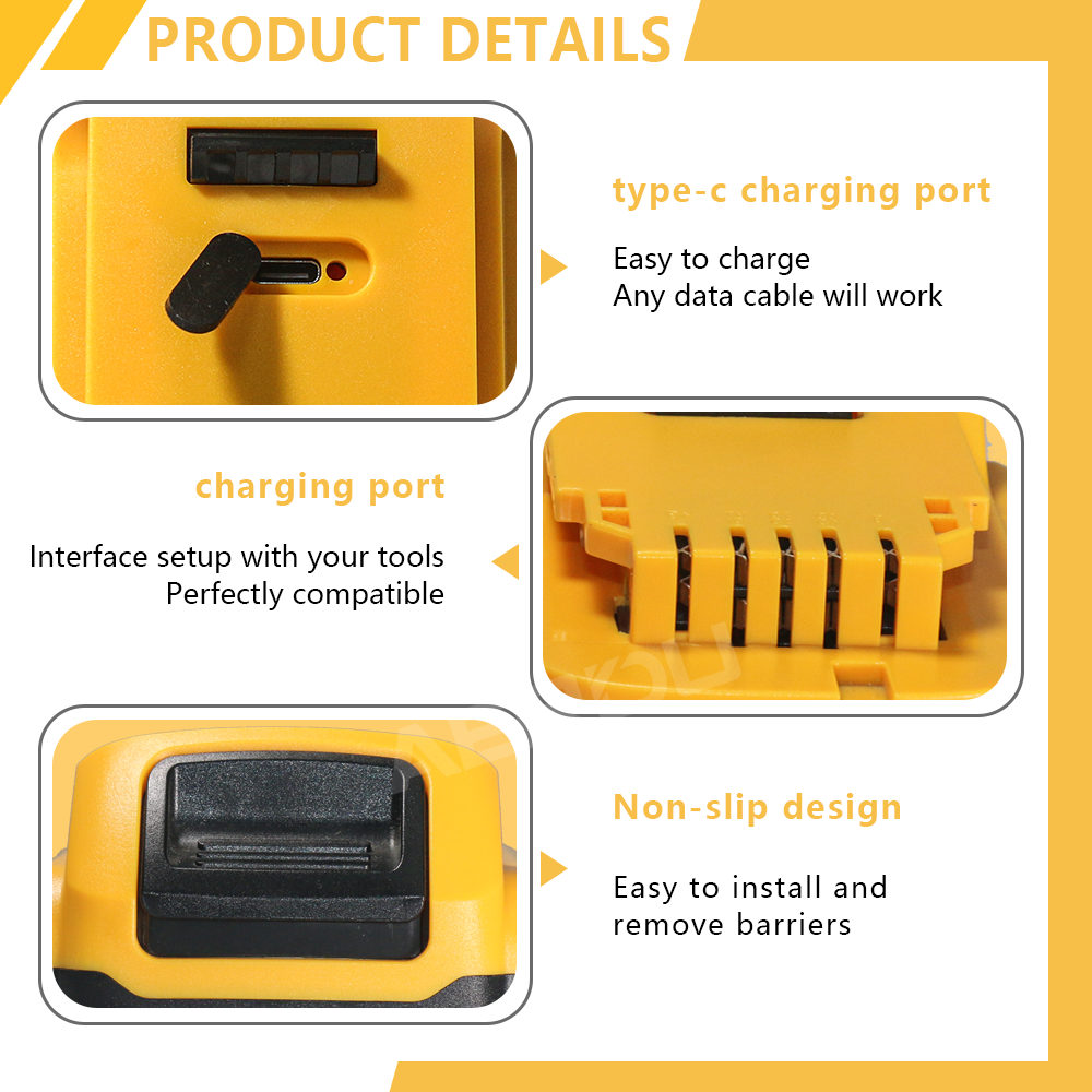 DeWalt Replacement Lithium-Ion Battery 2V 5.0Ah (Compatible with DCB200/DCD771) with Type-C Port - Image 6