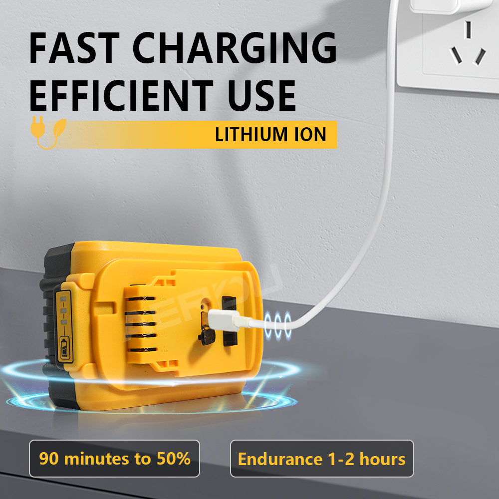DeWalt Replacement Lithium-Ion Battery 2V 5.0Ah (Compatible with DCB200/DCD771) with Type-C Port - Image 7