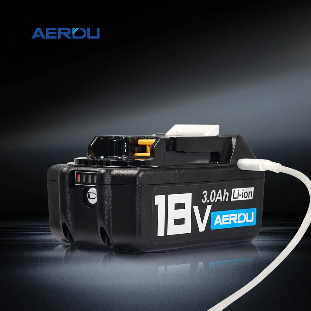 Compatible with Makita 18V 3.0Ah Power Tool Battery BL1850 BL1830 Cordless Lithium-Ion Battery with Type-C Interface
